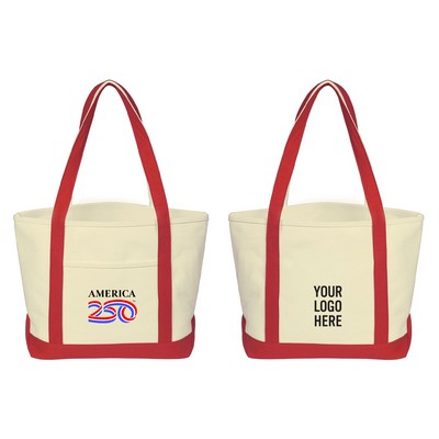 America250™ Medium Starboard 24 Oz. Recycled Cotton Canvas Tote Bag