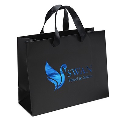 Victoria™ - Ribbon Handle Matte Eurotote - Foil Print (10" x 4" x 8")