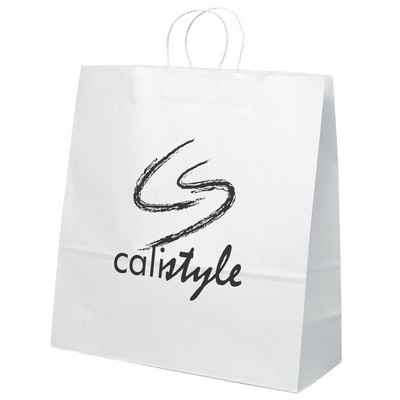 Duke - White Shopper - Flexo Ink Print (18" x 7" x 18 3/4")