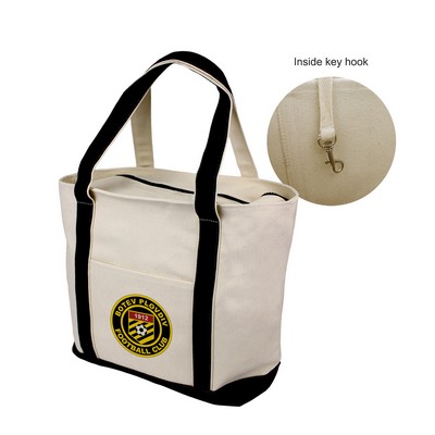 18 Oz. Jumbo Zippered Cotton Canvas Boat Tote Bag